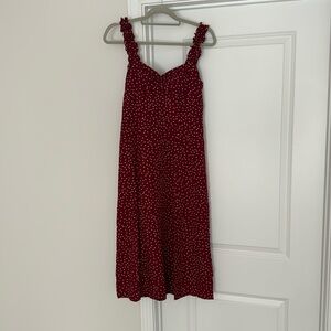 Red polka dot midi dress